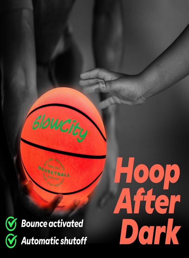 GlowCity Glow in The Dark Basketball - Size 7 Light Up Ball for Teen Boys Gifts, Adults - Red Glow for Outdoor Games - Sports Birthday Gift Ideas for Boys Ages 12 13 14 15 Basketball Gear Accessories - Image 2