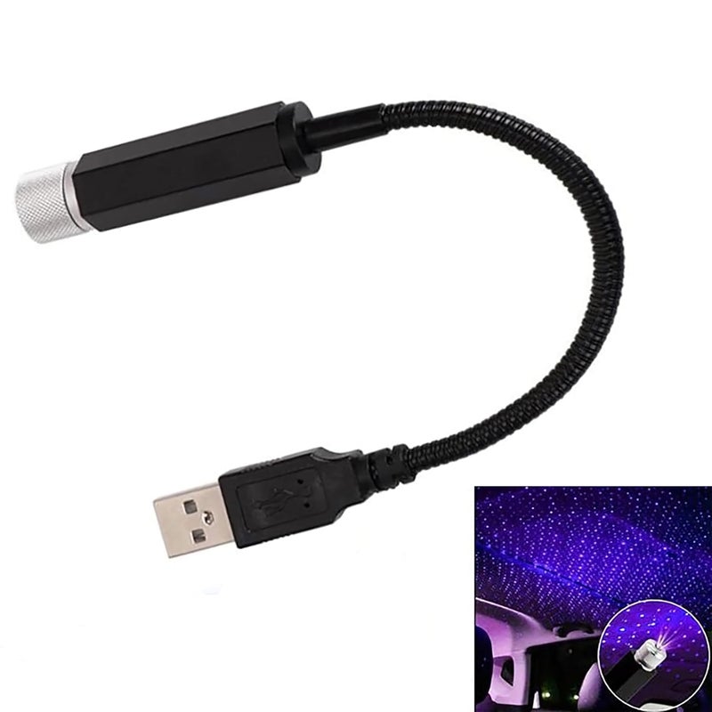 GLUN® ® ضوء ليزر نجوم السقف الداخلي للسيارة والغرفة، جهاز عرض ضوء ليزر نجمي، منفذ USB، زينة منزلية ليلية، حزمة من 1 - Image 1
