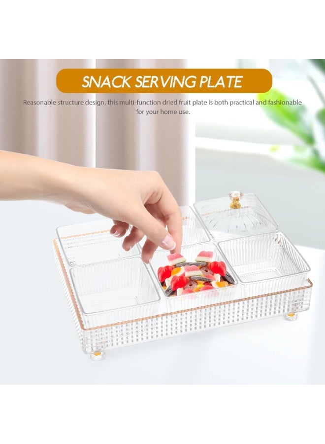 DUNISO Snack Serving Platter Set，Divided Serving Tray with 6 Removable Dish Bowls，Divided Clear Snack Box Serving Tray with Lid and Handle，Beautiful and Easy to Clean， for Snacks, Fruits, Candy and Condiments - Image 2