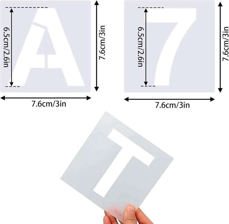 FEBSNOW 36 Piece Large Alphabet & Number Stencils - Reusable Letter Stencils for Painting on Wood, Wall, Fabric, Rock, Chalkboard & Glass (3 Inches) - Image 2