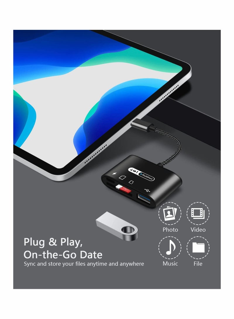 قارئ بطاقة SD USB C، 4 في 1 قارئ بطاقة Micro SD TF من نوع C مع منفذ شحن USB C، محول قارئ بطاقة الذاكرة USB C إلى USB لكاميرا لماك بوك برو وآيباد برو وجالاكسي S22/S21 والمزيد من أجهزة USB C - Image 3