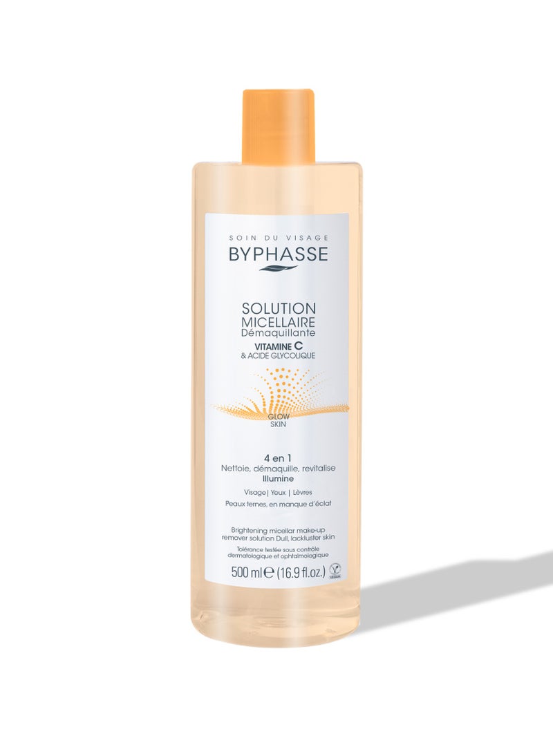 Byphasse MICELLAR MAKE-UP REMOVER SOLUTION  VITAMIN C & GLYCOLIC ACID 500ML