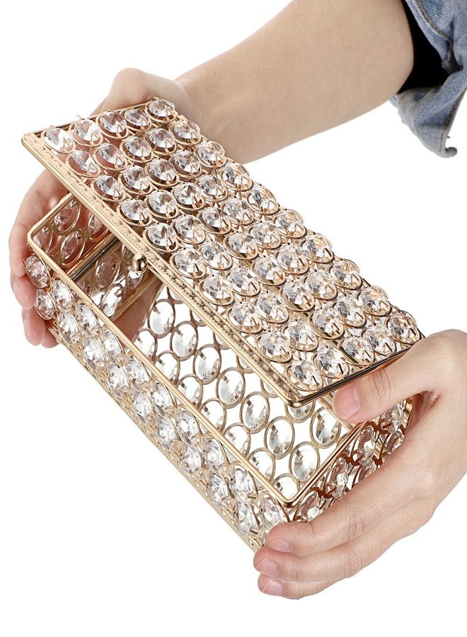 ELLDOO Crystal Jewelry Box Rectangle Trinket Organizer Earrings Rings Box Treasure Box Storage Home Decor Accent Decorative Box with Lid for Valentine Wedding Christmas Birthday Gift, Gold - Image 5