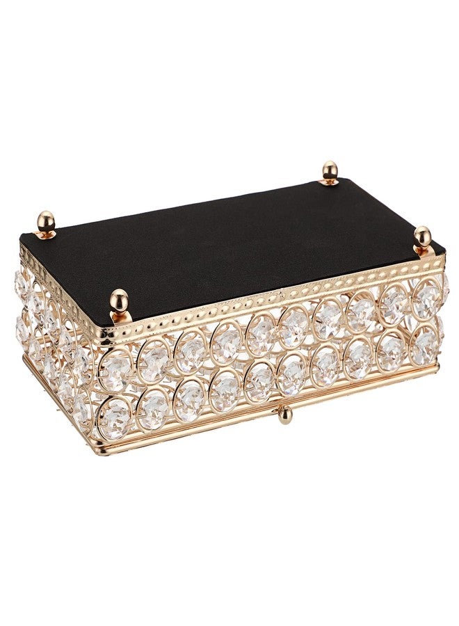 ELLDOO Crystal Jewelry Box Rectangle Trinket Organizer Earrings Rings Box Treasure Box Storage Home Decor Accent Decorative Box with Lid for Valentine Wedding Christmas Birthday Gift, Gold - Image 4