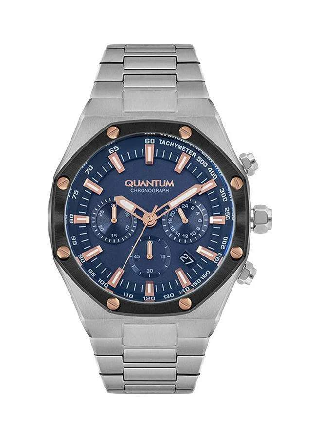 Quantum Quantum Men's Quartz Movement Watch, Multi Function Display and Stainless Steel Strap - HNG810.390, Silver
