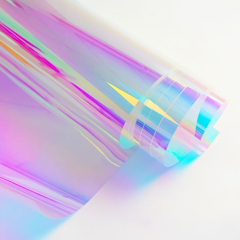 MAKIOTEKO Iridescent Window Film, Holographic Window Tint Decorative Dichroic Film Colored Rainbow Film for Craft DIY Christmas Party Decor - Image 1