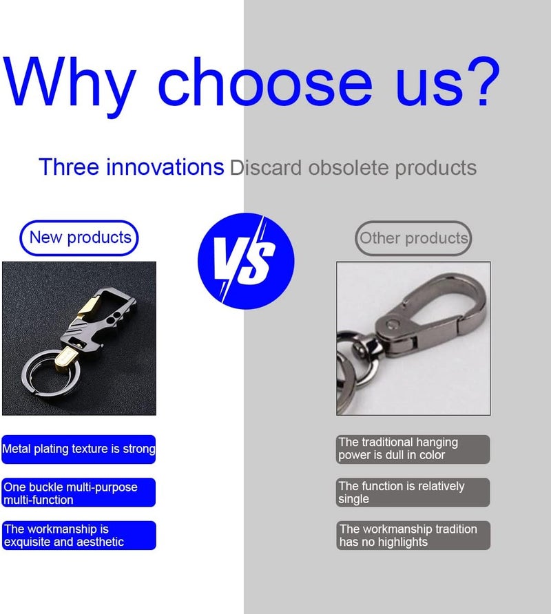 JNNJ Zinc Alloy Metal Key Chain with Bottle Opener and Carabiner Closure - Image 3