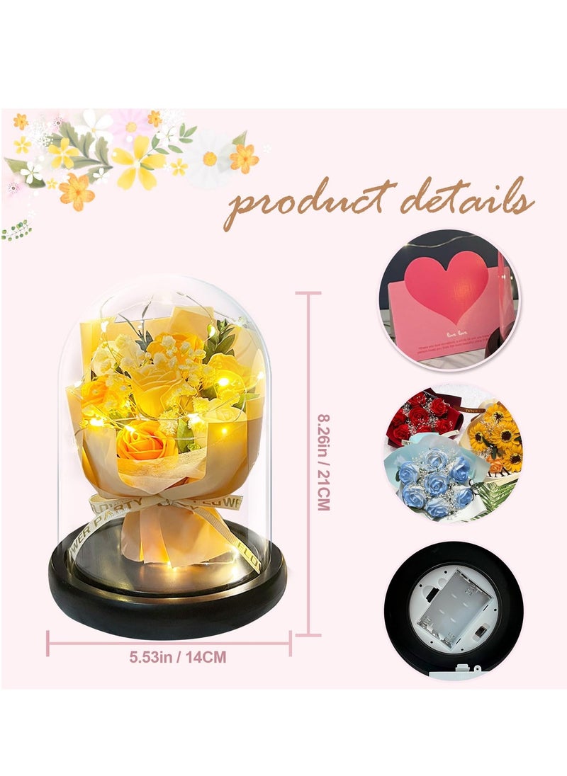 SYOSI Rose Flower Gift Roses Gifts for Women Forever Eternal Rose in Glass Dome LED Light Up Rose Light Everlasting Romantic for Her Mothers s Day Birthday Gifts for Her Mom Grandma Wife - Image 3