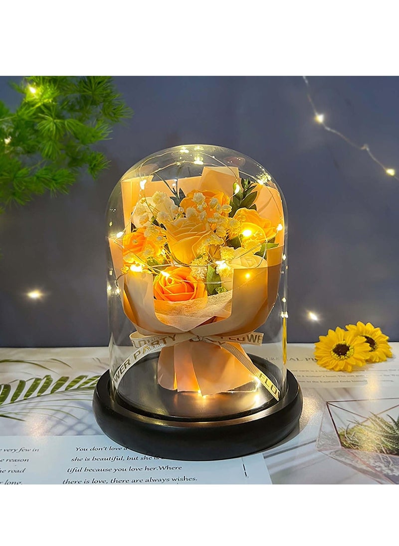 SYOSI Rose Flower Gift Roses Gifts for Women Forever Eternal Rose in Glass Dome LED Light Up Rose Light Everlasting Romantic for Her Mothers s Day Birthday Gifts for Her Mom Grandma Wife - Image 1