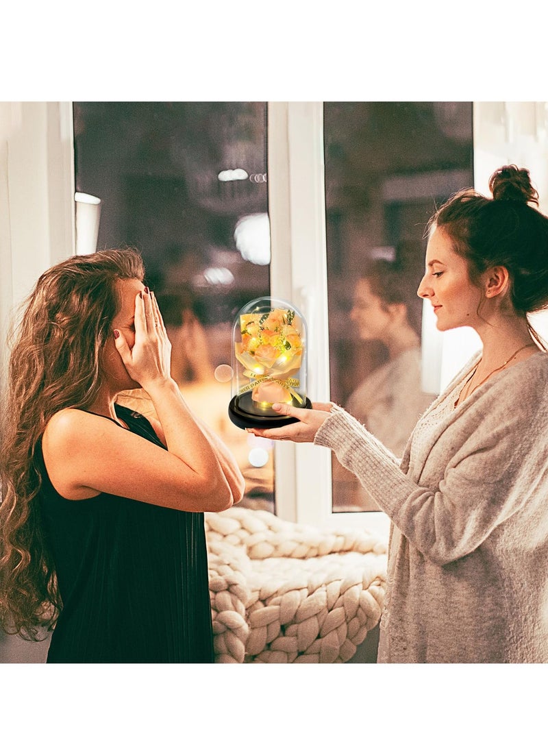 SYOSI Rose Flower Gift Roses Gifts for Women Forever Eternal Rose in Glass Dome LED Light Up Rose Light Everlasting Romantic for Her Mothers s Day Birthday Gifts for Her Mom Grandma Wife - Image 4