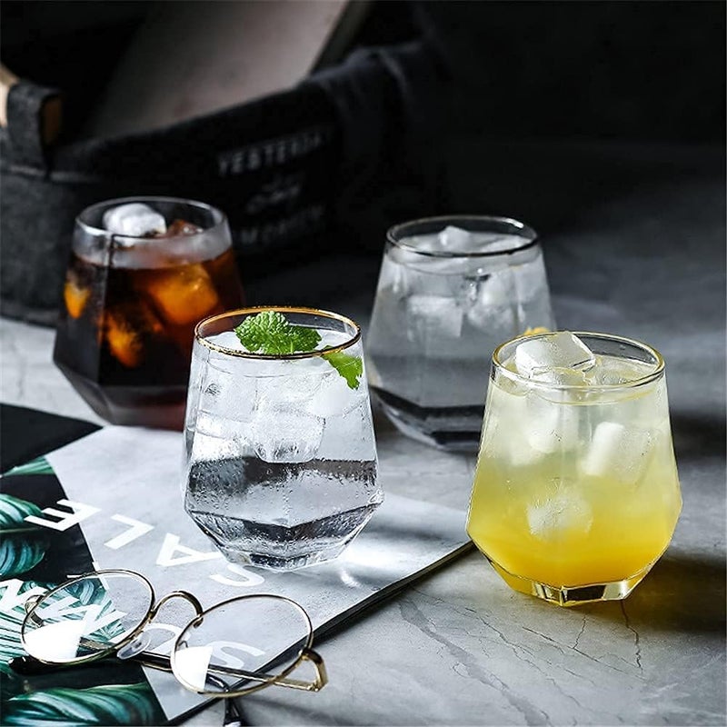 bellemax 300ML Juice and Water Glass Stylish Crystal Highball Drinking Glasses, Medium Size Tumbler Glasses for Juice, Water, Milk, lassi, Cocktails and Sharbat (TR-07, 6 Count (Pack of 1)) - Image 5