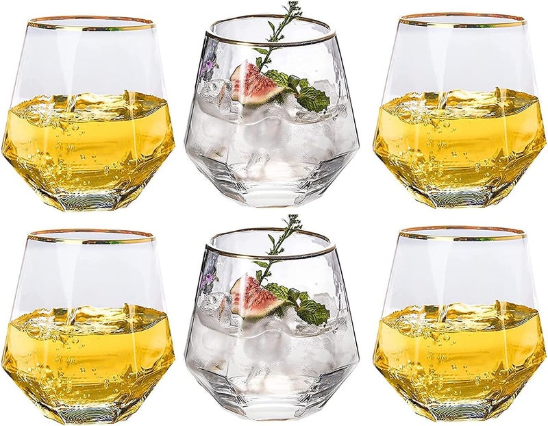 bellemax 300ML Juice and Water Glass Stylish Crystal Highball Drinking Glasses, Medium Size Tumbler Glasses for Juice, Water, Milk, lassi, Cocktails and Sharbat (TR-07, 6 Count (Pack of 1)) - Image 1