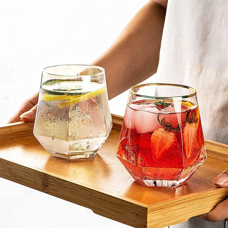 bellemax 300ML Juice and Water Glass Stylish Crystal Highball Drinking Glasses, Medium Size Tumbler Glasses for Juice, Water, Milk, lassi, Cocktails and Sharbat (TR-07, 6 Count (Pack of 1)) - Image 2
