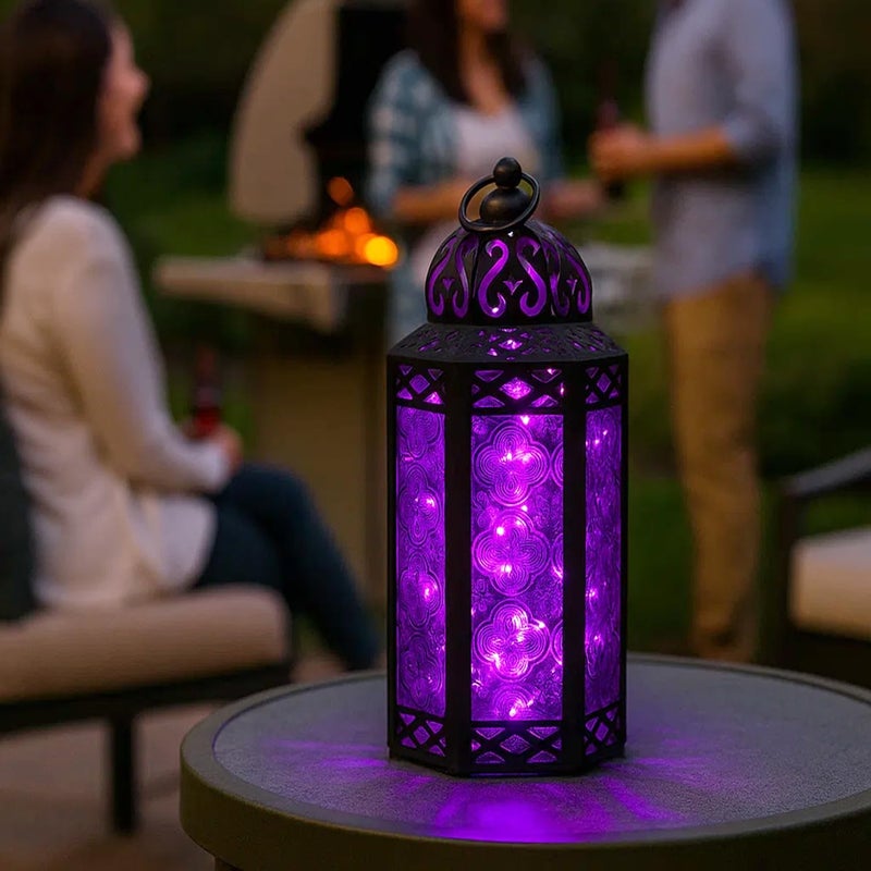 Vela Lanterns فوانيس شموع معدنية مغربية زهرية 10.5 بوصة مع أضواء خرافية LED عن بعد - فوانيس خيالية قوطية لمراكز الطاولات في عيد الهالوين، ديكور داخلي، فناء خارجي وشرفة - Image 2
