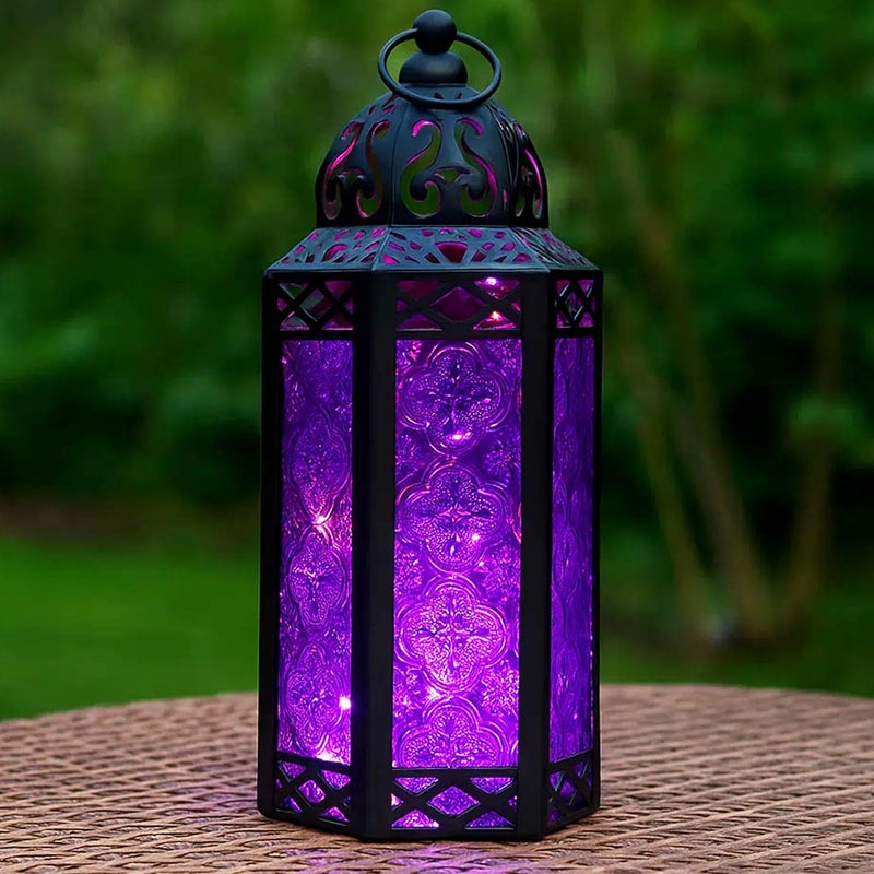 Vela Lanterns فوانيس شموع معدنية مغربية زهرية 10.5 بوصة مع أضواء خرافية LED عن بعد - فوانيس خيالية قوطية لمراكز الطاولات في عيد الهالوين، ديكور داخلي، فناء خارجي وشرفة - Image 1