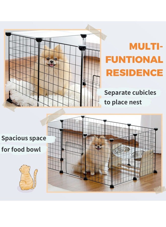 HQ-GAMING Diy Dog Cage Pet Playpen Kitten House Furniture Small Animal Cage Puppy Dog Playpen With Tray And Storage Layer For Cats Rabbit Ferret Small Animals 70x35x97 Cm Metal Black - Image 4