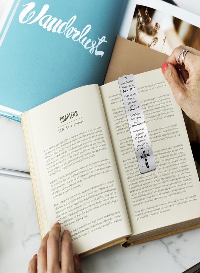 RUBOAOA Spanish Bible Bookmark Gifts, Christian Metal Book Marks with Cross and Scripture Verses in Spanish, Religious Page Marker Inspirational Prayer Gift with Box for Women Men Students Teachers - Image 5