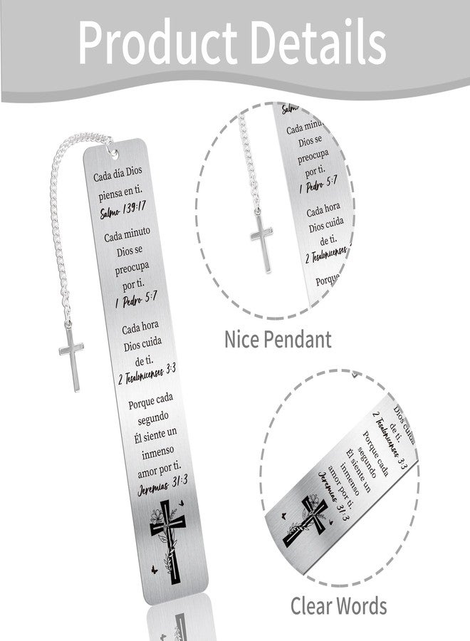 RUBOAOA Spanish Bible Bookmark Gifts, Christian Metal Book Marks with Cross and Scripture Verses in Spanish, Religious Page Marker Inspirational Prayer Gift with Box for Women Men Students Teachers - Image 3