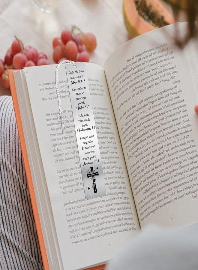 RUBOAOA Spanish Bible Bookmark Gifts, Christian Metal Book Marks with Cross and Scripture Verses in Spanish, Religious Page Marker Inspirational Prayer Gift with Box for Women Men Students Teachers - Image 4