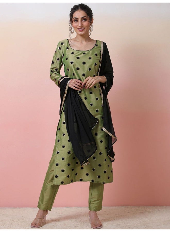 AKS Green Foil print Kurta Set with pants  - Image 1