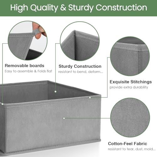 Criusia Drawer Organizer Clothes,16 Pack Underwear Drawer Organizers, Foldable Closet Organizers and Storage Dresser Drawer Dividers Clothing Organizer for Clothes, Socks, Scarves, Bra, Ties (Grey) - Image 4