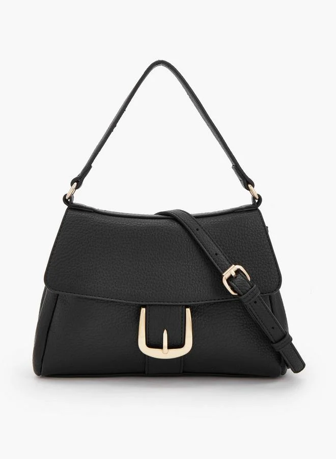 Textured Crossbody Bag With Button Closure