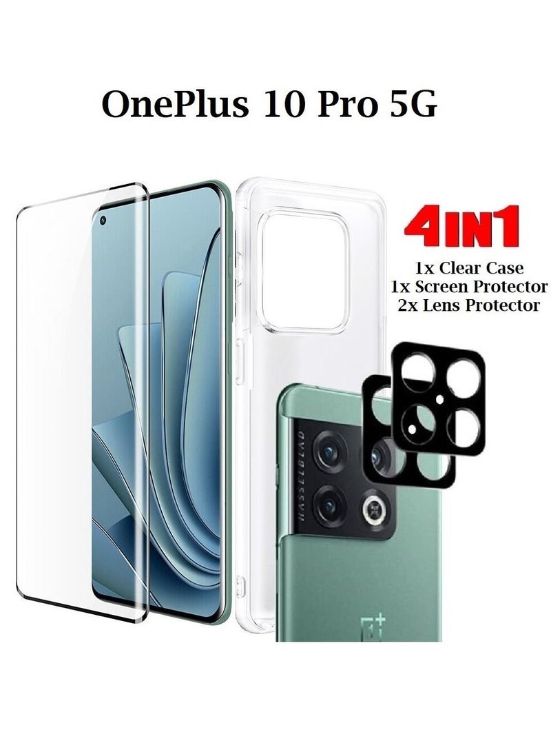 CATANES 4Pack for OnePlus 10 Pro Clear Case, Screen Protector and 2x Lens Protector Shockproof Full Body Protection Compatible with OnePlus 10 Pro 5G 6.7inch - Image 1