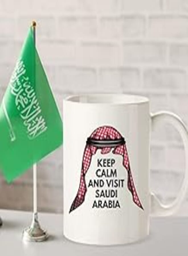Keep Calm and Visit Saudi Arab Coffee Mug| Coffee cup| Ceramic Tea cups |Espresso Coffee Mug| Tea Cup| Drinking Glass | Kitchen Ceramic Coffee Cup Handle For Hot & Cold Beverages| 11 Oz (WHITE)
