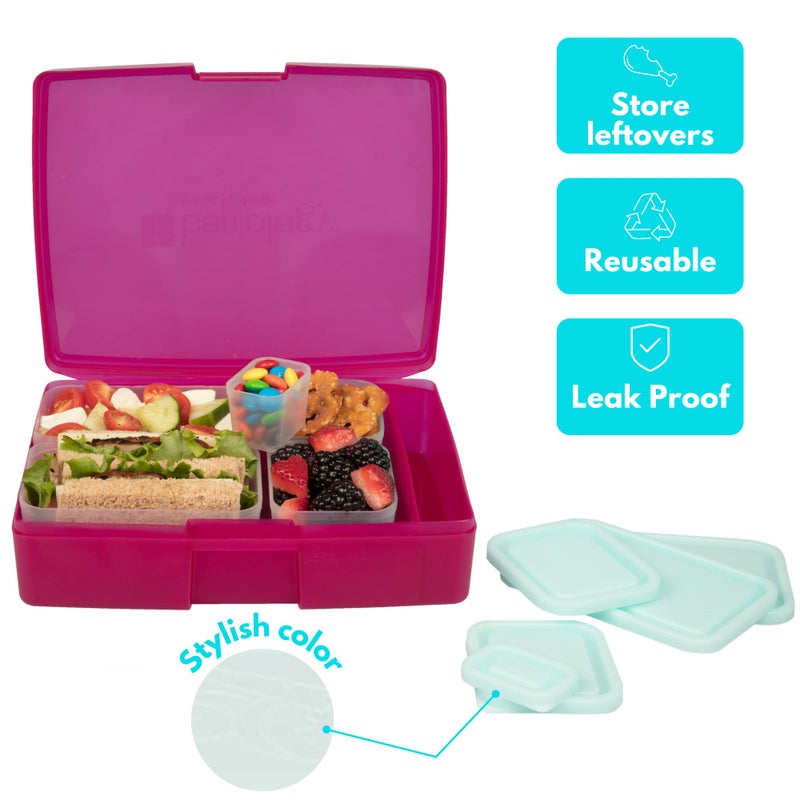 Bentology Bento Lunch Box Set w/ 5 Inner Removable Containers  Leak Proof  Food Prep & Snack Packing Compartments - Stackable  Microwave Safe Nesting Containers w Lids  Easy to Clean & Store - Image 2