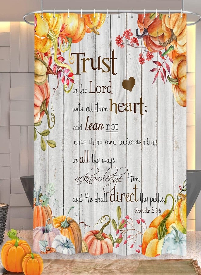 DeeCabin Fall Pumpkin Shower Curtain, Autumn Thanksgiving Harvest Shower Curtains, Motivational Inspirational Quotes Christian Bible Verses Scripture Quotes Polyester Cloth Bathroom Curtains 70X70 inch - Image 2