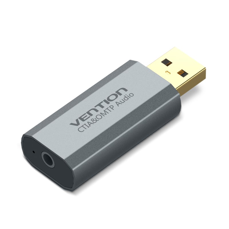 بطاقة صوت خارجية USB من فينشن (VENTION) مع واجهة 3.5 مم، قناة 7.1، بدون برامج تشغيل، بديل لـ PUGB، الكمبيوتر المحمول، اللابتوب، بوستيشن 4، لون رمادي - Image 1