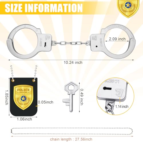 Vertintong 24 Pcs Police Pretend Play Mini Set Include 12 Police Badge Fake Officer Badge 12 Handcuffs Set Handcuffs for Men Cop Cosplay Accessories Cosplay Halloween Birthdays Gear - Image 5