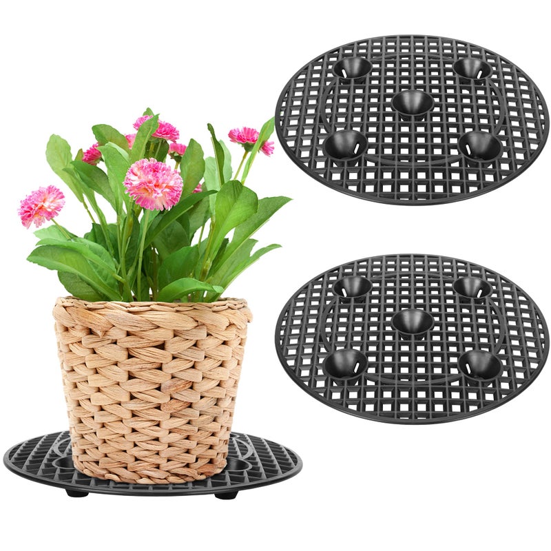 moonoom 2 Pieces Plant Level Pot Elevator12 Inch Diameter Big Plant Stands Heavy Planter Holder Potted Plant Stand for Deck or Patio