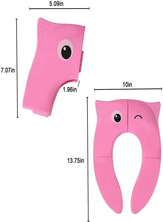 BluBasket Toilet Potty Training Seat Cover, Travel Toilet Seat, Folding Non Slip Silicone Pads, Travel Portable Reusable Kids Toddlers Boys Girls, Carry Bag (Pink) - Image 5