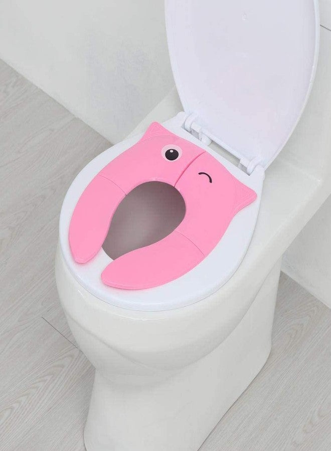 BluBasket Toilet Potty Training Seat Cover, Travel Toilet Seat, Folding Non Slip Silicone Pads, Travel Portable Reusable Kids Toddlers Boys Girls, Carry Bag (Pink) - Image 2