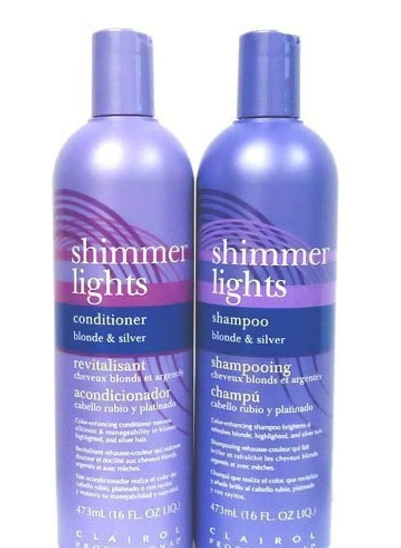Clairol Professional Shimmer Lights Shampoo Conditioner for Blonde and Silver Hair, 473 ml each - Image 2