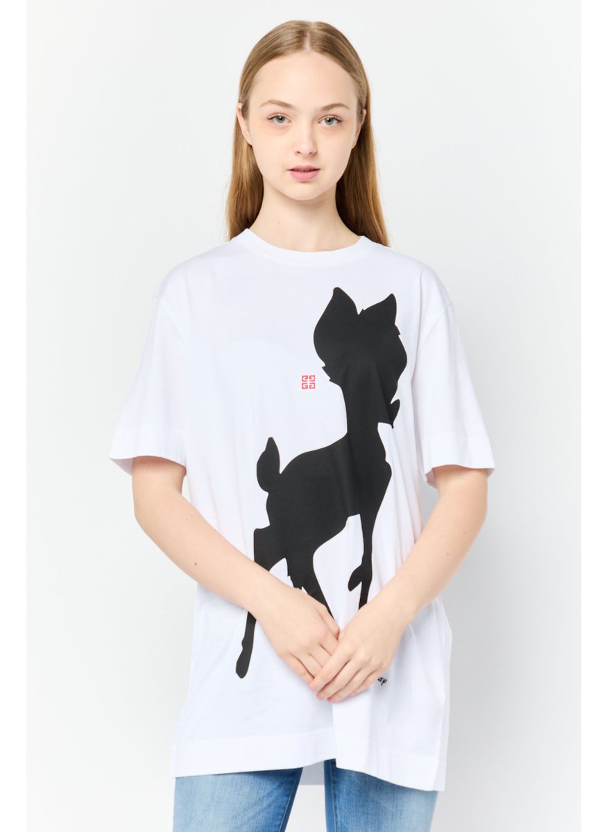 GIVENCHY Women Crew Neck Short Sleeve Graphic Print T-Shirt, White  - Image 1