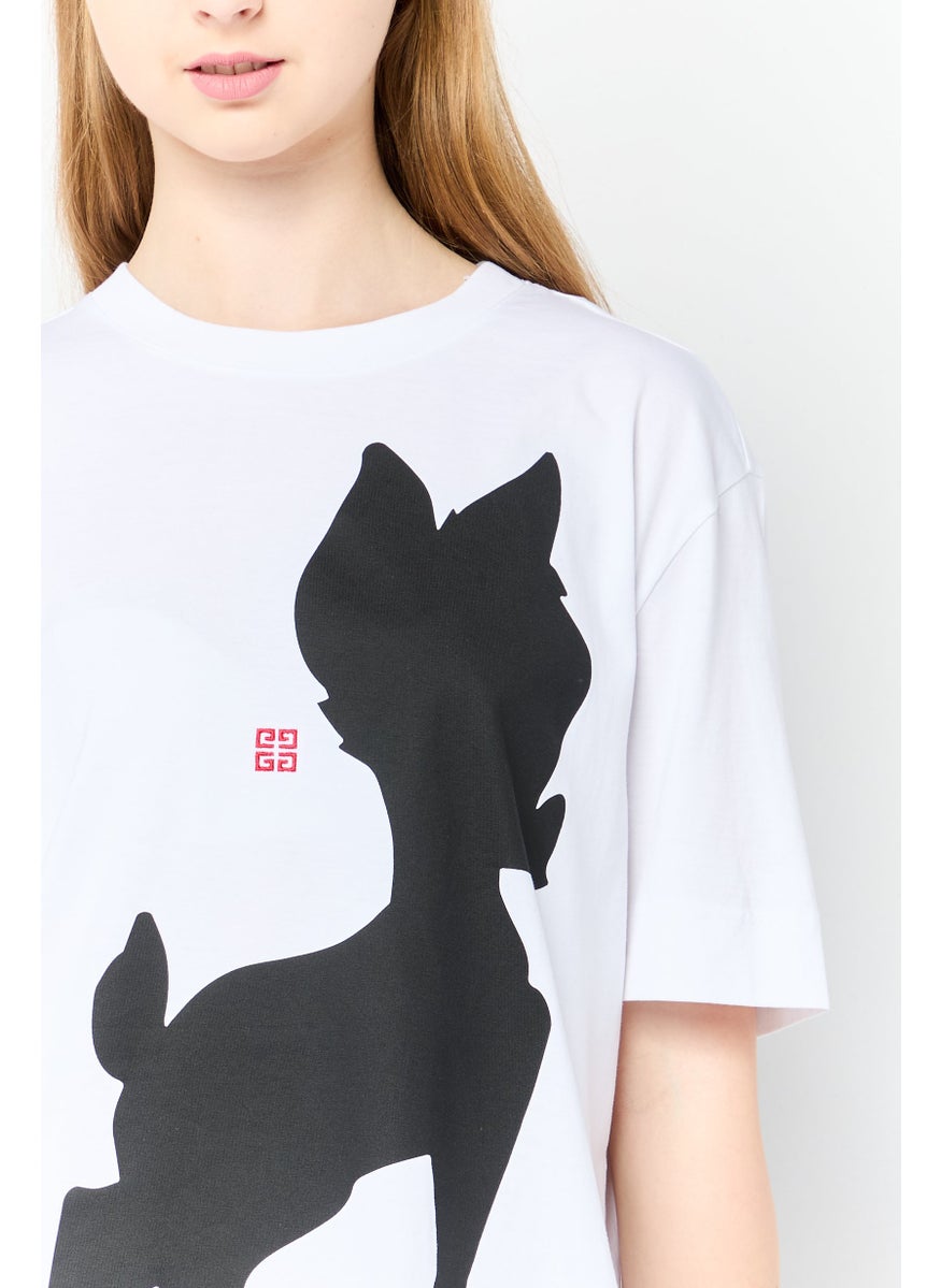 GIVENCHY Women Crew Neck Short Sleeve Graphic Print T-Shirt, White  - Image 2