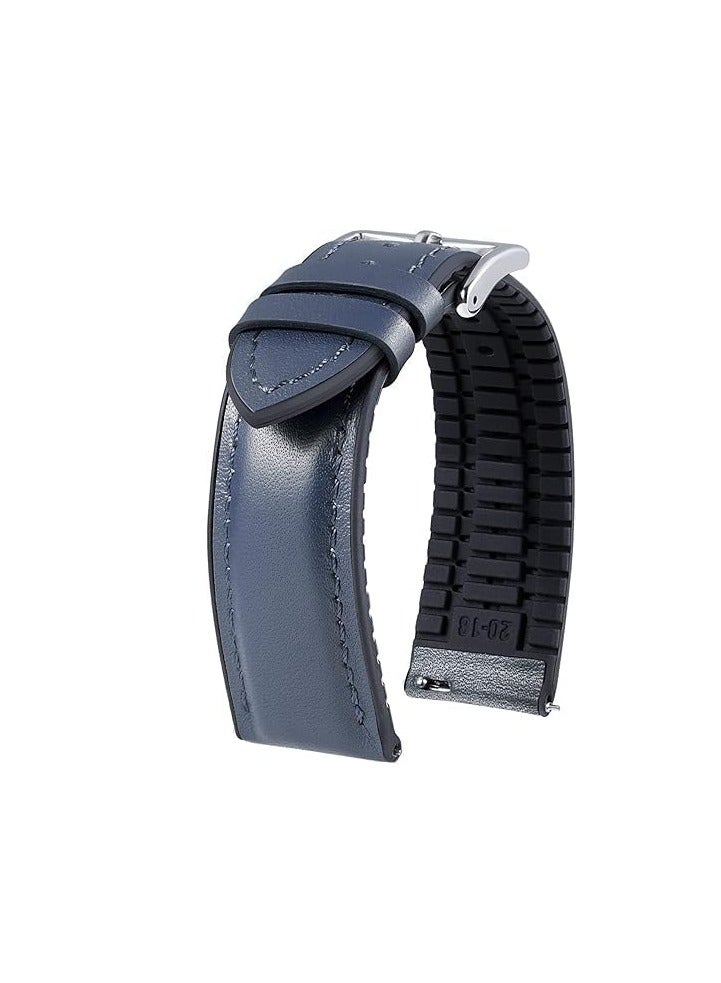 22mm  Leather Silicon StrapCompatible with 22 mm Strap for CMF by Nothing Watch Pro 2 Smartwatch 1.32 inches - (Only Strap) Smart Band Bracelet Straps... blue Silver Buckle