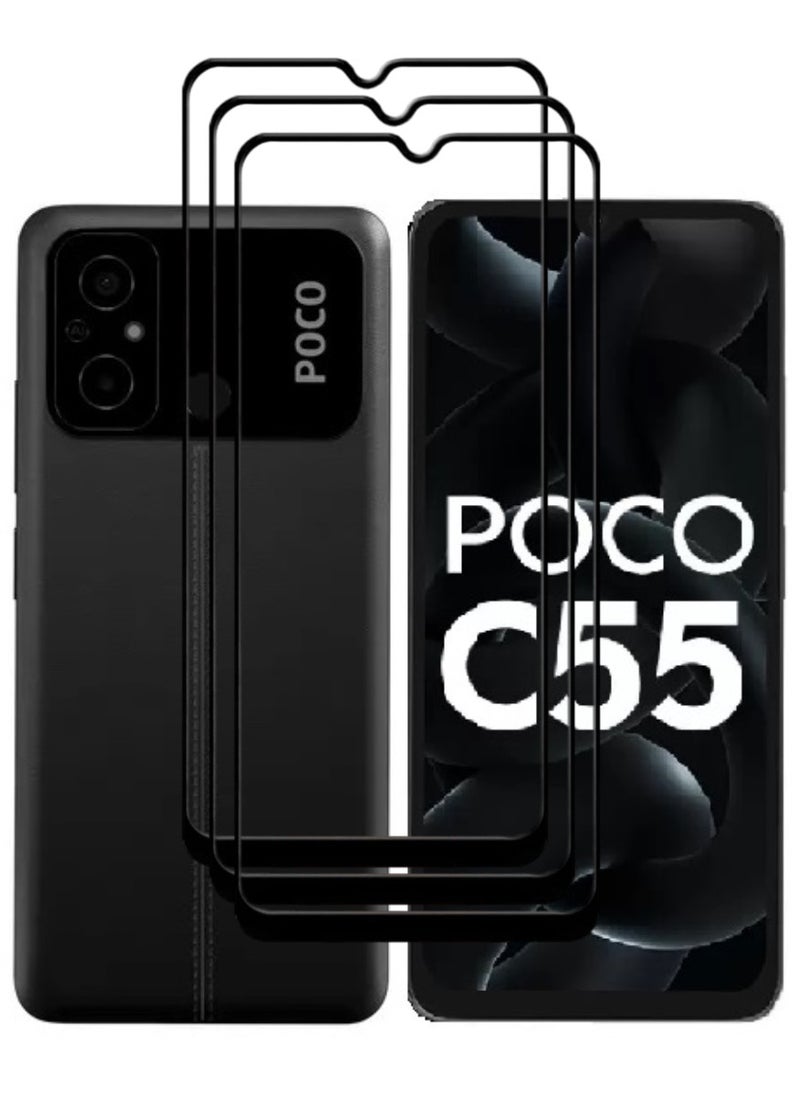ACLIX 3 Pieces Antistatic ESD Dustproof Premium Quality High Definition Tempered Glass Screen Protector Designed For Xiaomi Poco C55 - Image 1