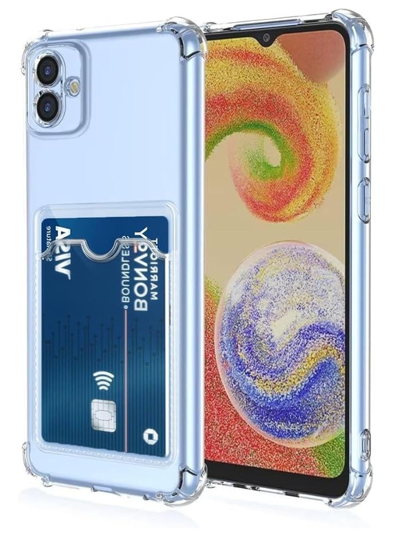 Samsung Galaxy A05 Case Clear Card Holder Back Wallet Crystal Transparent Soft TPU Shockproof Bumper Corner Drop Protection Phone Case Cover With Camera Lens Protection - Transparent 