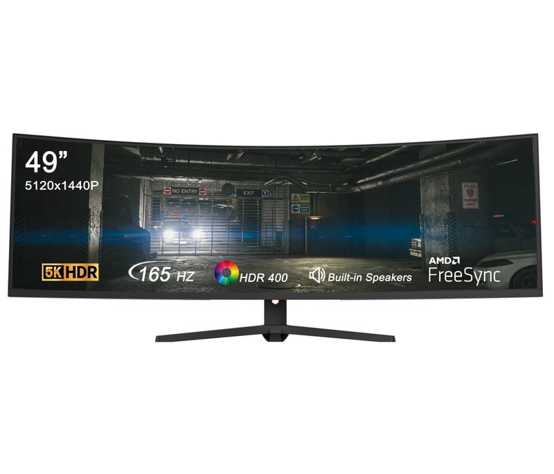 JN 49 Inch Curved Gaming Monitor, Ultra-Wide DQHD 5120x1440 Monitor, 165Hz 1ms VA Computer Monitor, 1500R Curved Screen with HDMI x2, DisplayPort, Type-C, USB Hub, Speakers, Adjustable Stand - Image 1