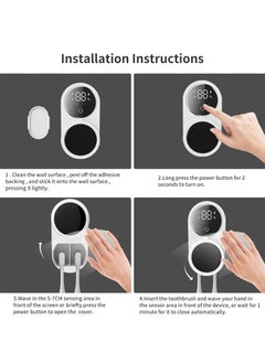 BORTONY Toothbrush Sterilizer Wall Mounted UV Protection Toothbrush Cleaner Rechargeable LED Smart Screen Sensor Cover Electric Toothbrush Holder  - Image 4