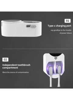 BORTONY Toothbrush Sterilizer Wall Mounted UV Protection Toothbrush Cleaner Rechargeable LED Smart Screen Sensor Cover Electric Toothbrush Holder  - Image 5