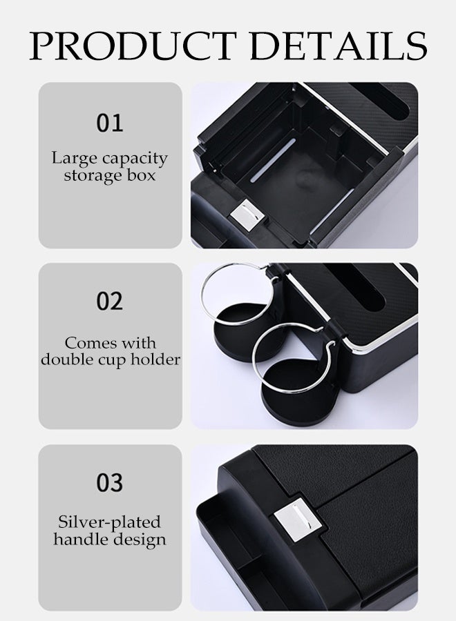 DUNISO Car Center Console Cover Protector 3in1 Car Armrest Cover Cushion Multifunctional Car Armrest Storage Box with Cup Holder、Tissue Box and Storage Box Ergonomic Design Auto Center Console Armrest Pads for Most Vehicles, SUVs, Trucks, Cars - Image 5