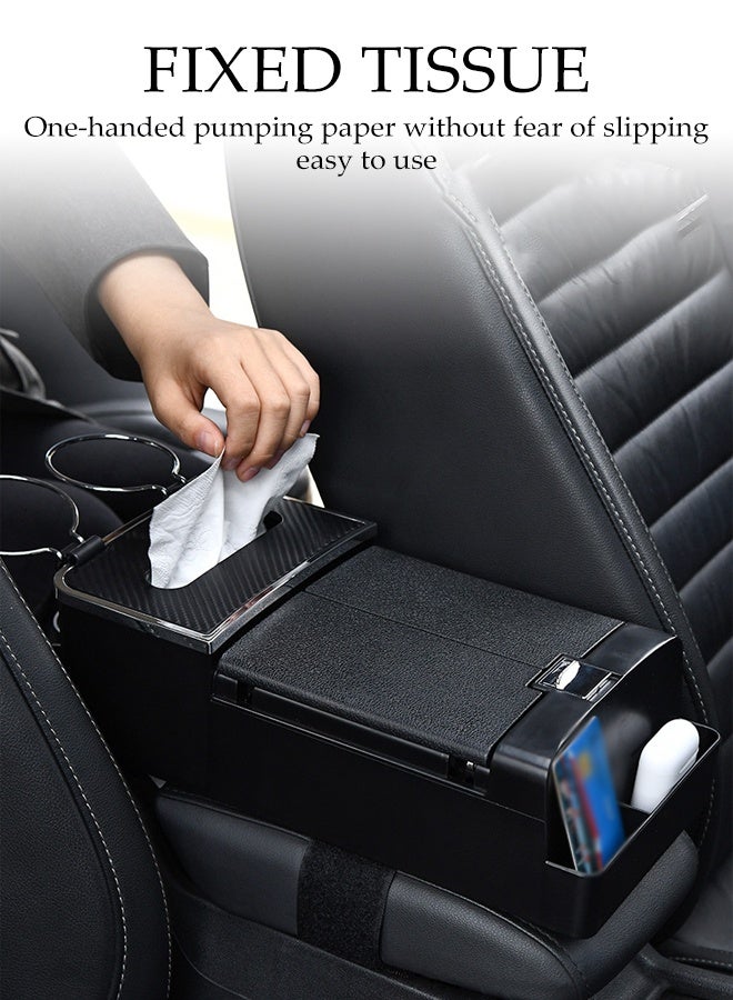 DUNISO Car Center Console Cover Protector 3in1 Car Armrest Cover Cushion Multifunctional Car Armrest Storage Box with Cup Holder、Tissue Box and Storage Box Ergonomic Design Auto Center Console Armrest Pads for Most Vehicles, SUVs, Trucks, Cars - Image 2