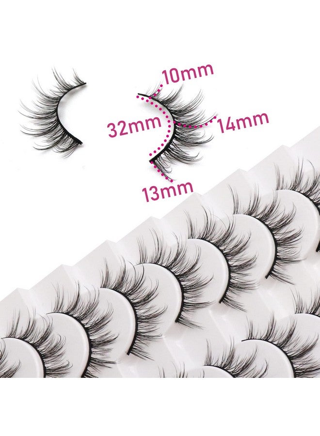 Losha Manga Lashes Fluffy Faux Mink Lashes Natural Look 10 Pairs Asian False Eyelashes Pack Look Like Individual Clusters (6D75) - Image 4