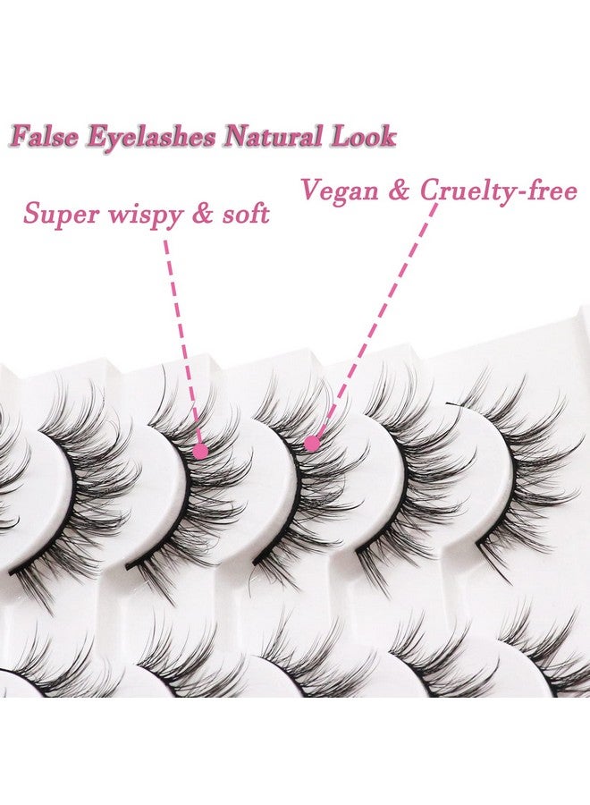 Losha Manga Lashes Fluffy Faux Mink Lashes Natural Look 10 Pairs Asian False Eyelashes Pack Look Like Individual Clusters (6D75) - Image 5