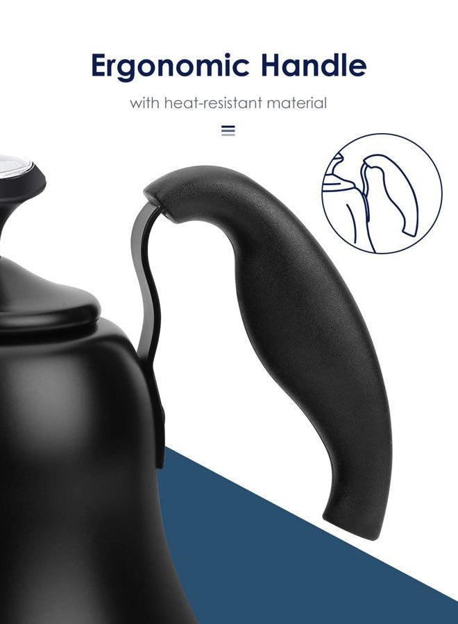 Chefbar Tea Kettle with Thermometer Stovetop Gooseneck Kettle 28oz 0.8L Pour Over Coffee Pot, Matte Black Camping Home Kitchen Water Boiler, 1Pack - Image 2
