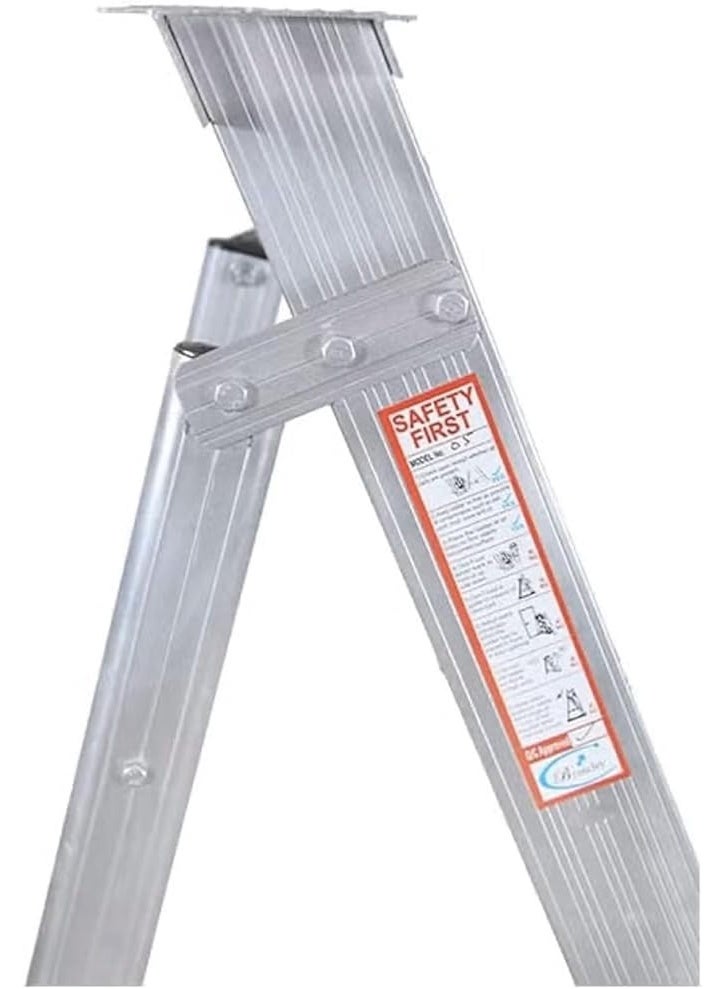 EMC Dual Purpose Aluminium 4 Step Ladder - Heavy Duty, 250 lbs Capacity, Slip-Resistant Steps, Safety Lock, Compact Size - Image 4